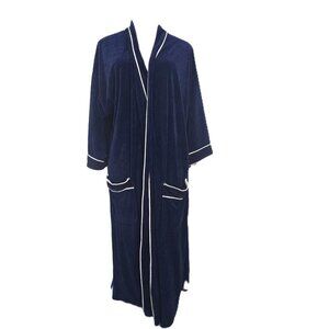 Vintage 80 Christian Dior Monsieur Navy Blue OS Long Robe Logo POckets